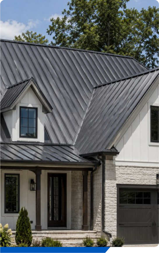 Black matte standing seam metal roof in Westchester NY