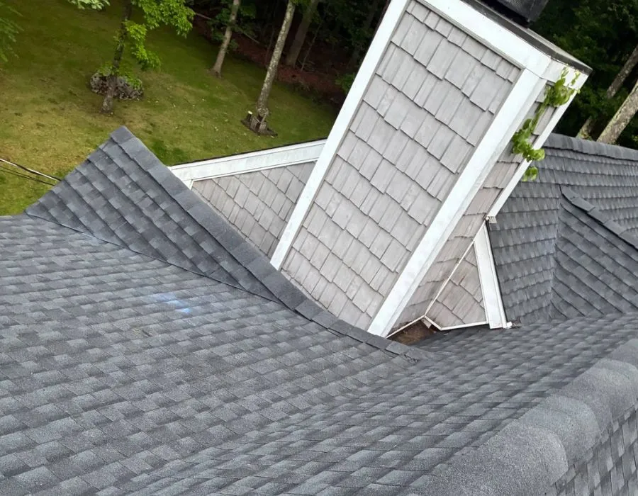 Architectural shingle roof replacement and chimney in Westchester County