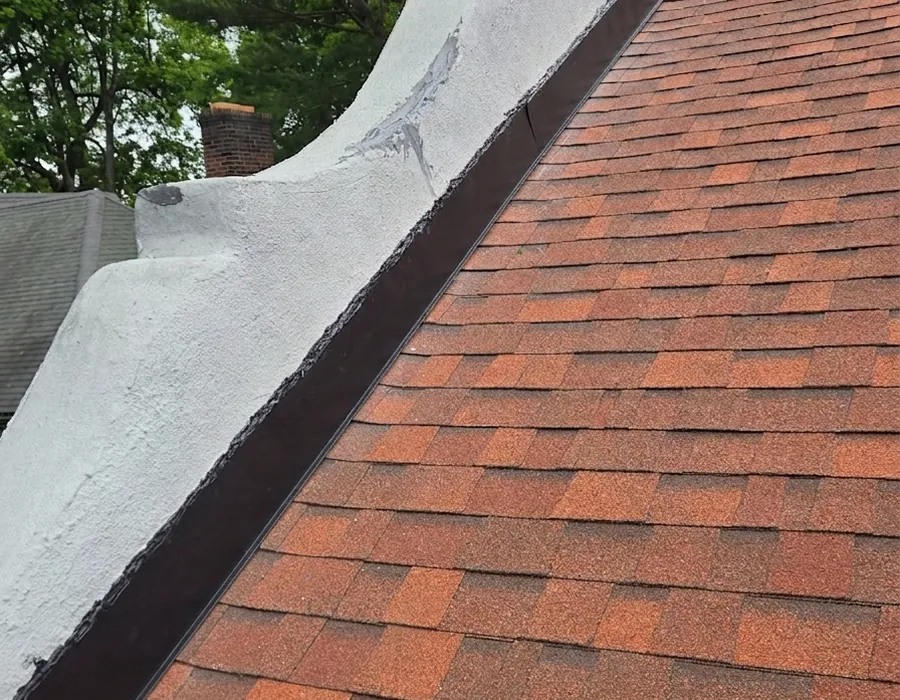Asphalt shingle roof parapet wall detail in White Plains NY