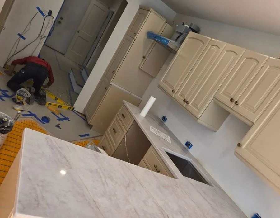 Kitchen remodel with cabinets installation prep