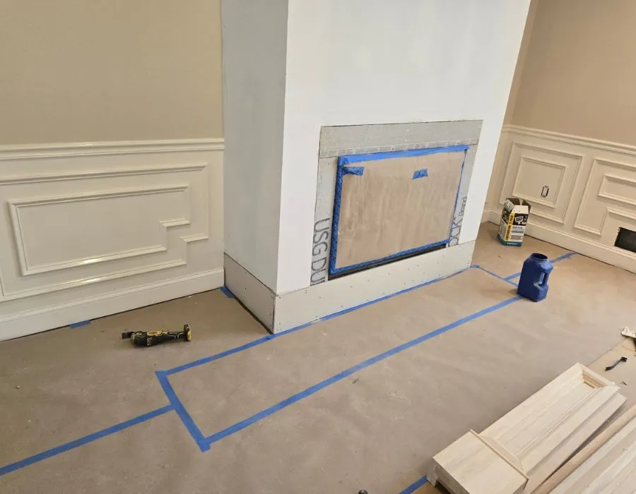 Stone fireplace renovation