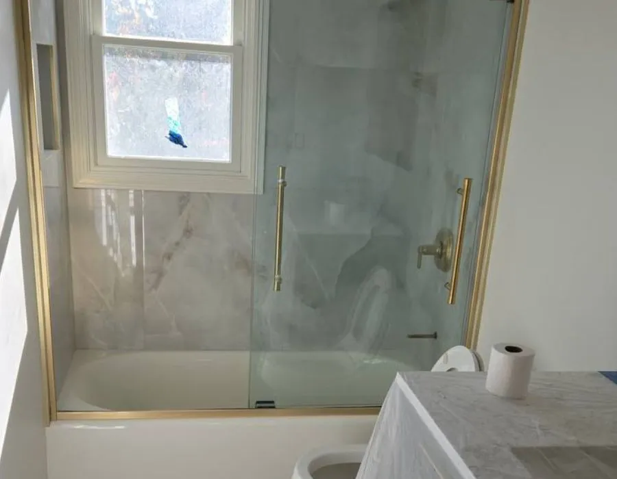 Marble tub shower combination for bathroom remodel