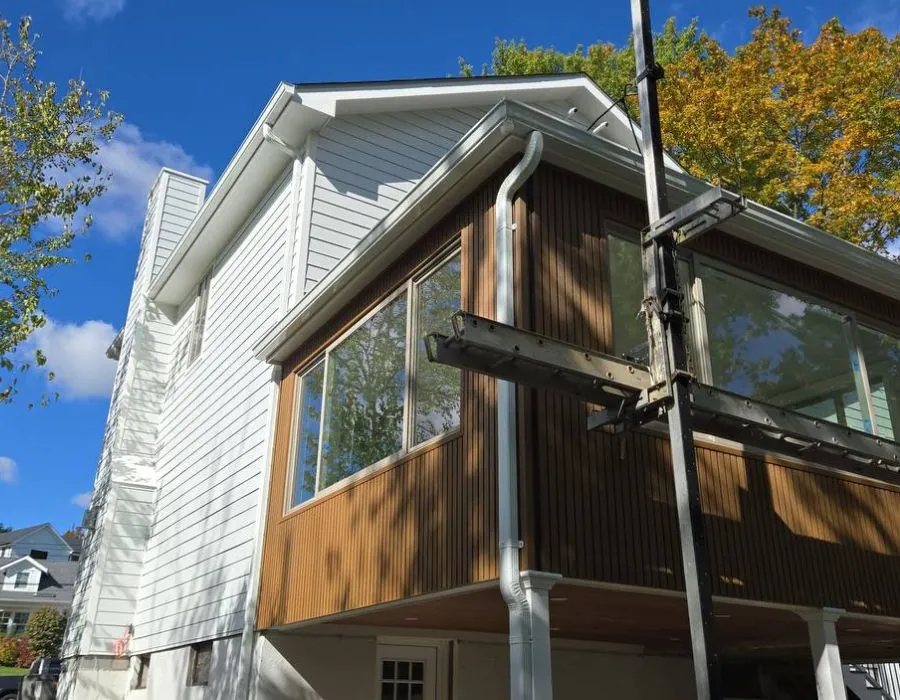 Modern brown siding exterior renovation in Westchester NY