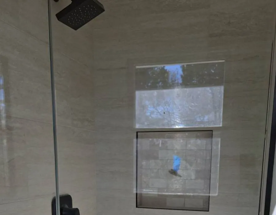 Rainhead shower tile niche in Westchester