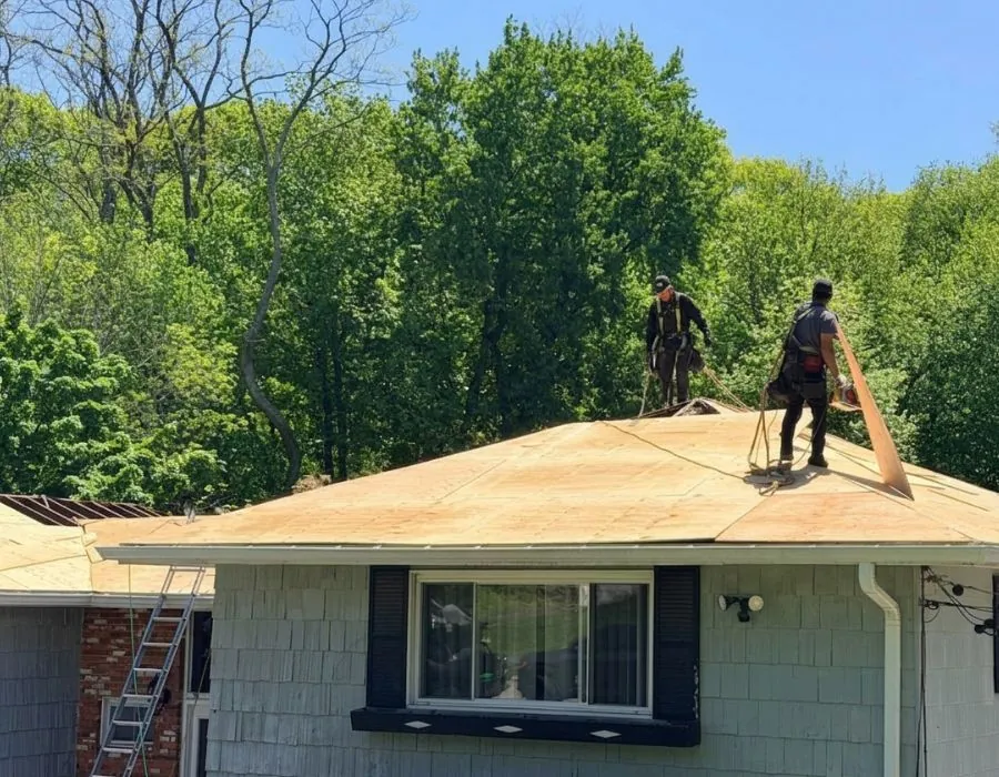 Residential roof deck sheathing replacement in Westchester County