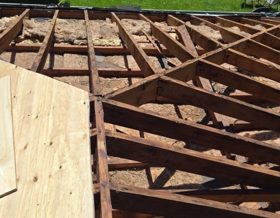 Roof tear off exposed rafters with framing in Westchester Ny