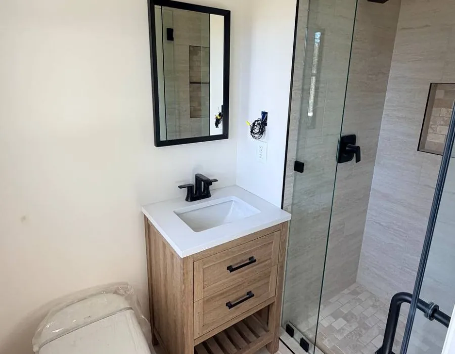 Small bathroom remodel with vanity