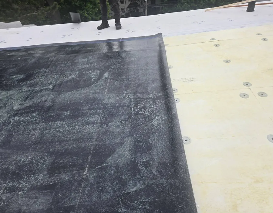 TPO EPDM flat roof membrane edge in White Plains NY